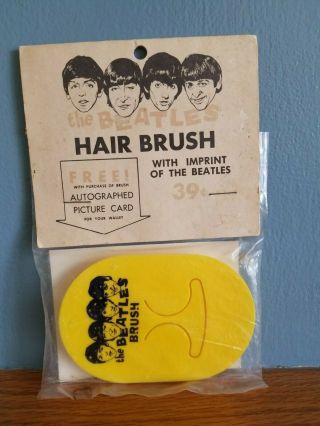 Vintage Beatles - Beatle Hair Brush - Yellow Imprint & Card