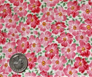 Pink Floral Vtg Feedsack Cotton Fabric Quilt Sewing Doll Clothes 36 " X 44 "