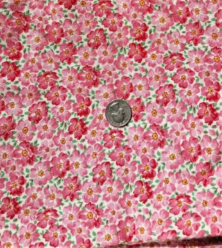 Pink Floral Vtg FEEDSACK Cotton Fabric Quilt Sewing Doll Clothes 36 
