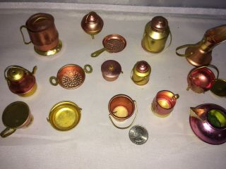 Vintage Dollhouse Miniature Copper - Brass Color Cookware