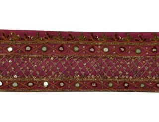 Vintage Sari Border Indian Craft Trim Hand Embroidered Mirror Work Ribbon Lace 3