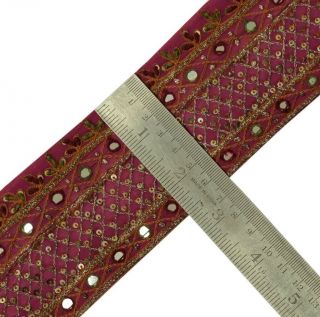 Vintage Sari Border Indian Craft Trim Hand Embroidered Mirror Work Ribbon Lace 4