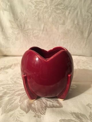 Vintage Nelson Mccoy Tulip Shape Planter Footed Maroon Usa