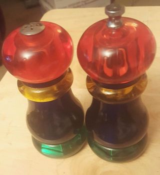 Vintage Salt & Pepper Shakers Olde Thompson Sunset Pepper Mill Rainbow Colors