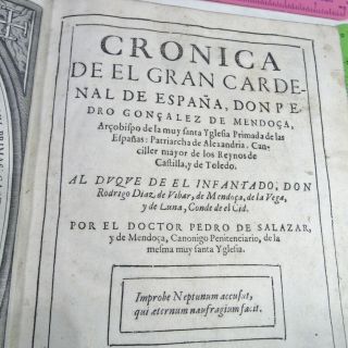 CRONICA DE EL GRAN CARDENAL DE ESPAÑA/1625/DE SALAZAR/FINE LEATHR/3 ENGRVD.  PLTS/ 8