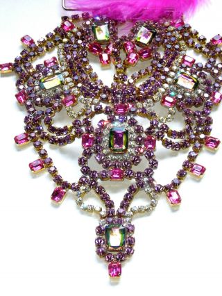 1960s Vintage Omg Necklace Set Bib Vintage Glass Signed Bijoux Mg K86