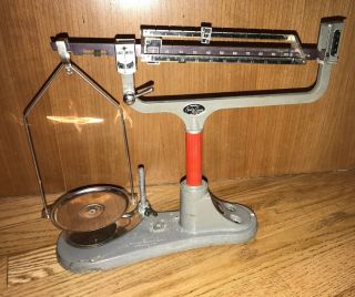 Vintage Ohaus 311 Cent - O - Gram Triple Beam Balance Scale Red