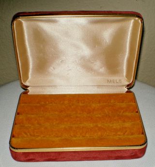 Vintage Burgandy Velvet,  Mele Jewelry Box Case For Rings,  Earrings
