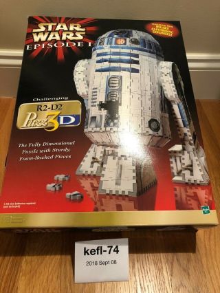 Vintage 1999 Hasbro Puzz 3d Star Wars R2 - D2,  3 Dimensional Puzzle W/ Sound