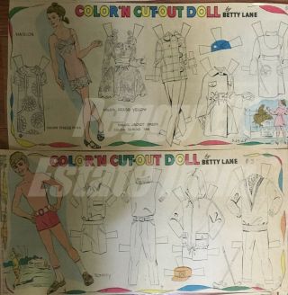 16 UNCUT NEWSPAPER PAPER DOLLS ' COLOR ' N CUT - OUT DOLL BY BETTY LANE ' 1966 - 68 - 69 4