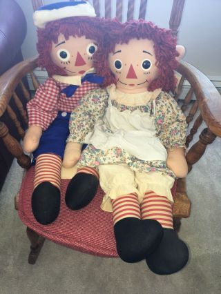 Vintage Fabulous Pair Knickerbocker Raggedy Ann And Andy - 1971 32” With Tags