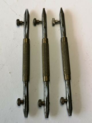 3 Good Double Ended Vintage Watchmakers Jeweling Tools / Jewel Holders (b38)