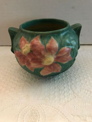 Vintage Roseville Pottery 455 4 " Clematis Jardiniere/vase