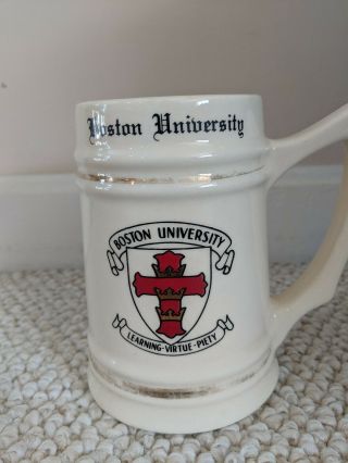Vintage Boston University Large And Heavy Porcelain Mug - -