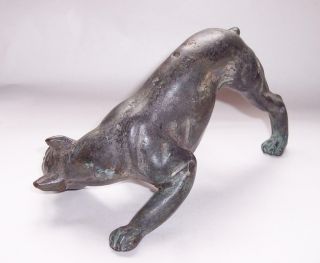 Antique/Vintage LARGE Hot Cast BRONZE Playful BOXER DOG FIGURE Animal Sculpture 3