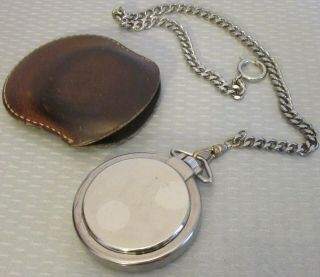 vtg SWISS ARMY POCKET WATCH leather case & chain not running/needs battery 3