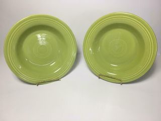 Hlc Vintage Fiesta Chartreuse Deep Plate/rimmed Soup Bowls (2x)