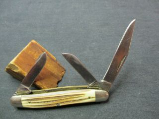 Vintage Pocket Knife/3 Bl/queen Steel 61/synth.  Scales/winterbottom Stockman?