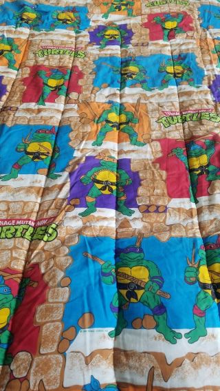 1988 Teenage Mutant Ninja Turtles Twin Comforter Blanket Vintage 4