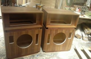 Pair Altec Lansing Model 19 Cabinets In Walnut Or Oak Veneer Will Ship