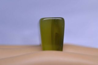 VINTAGE 1960s PLASTIC LIGHT & DARK GREEN SWIRL HIGH RECTANGULAR 3D RING - SIZE 5 8