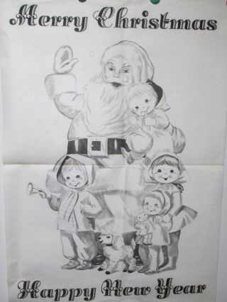 Vintage Tri Chem Picture To Paint Felt Usa Poster Santa Claus Christmas Decor