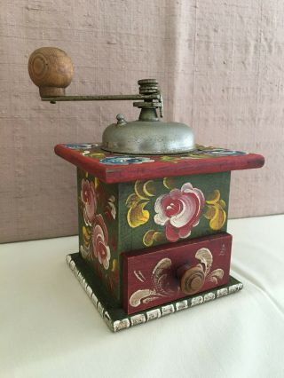 Vintage Tole Painted Coffee Grinder Spice Mill
