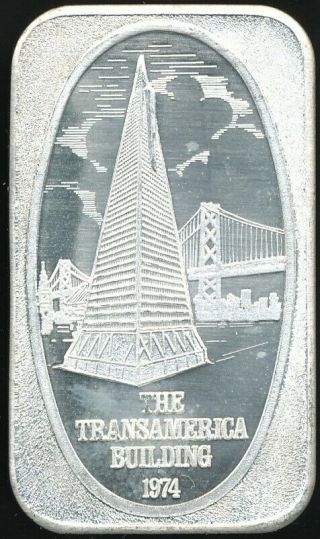 Vintage 1974 Transamerica Building 1 Troy Oz.  999 Fine Proof - Like Silver Art Bar