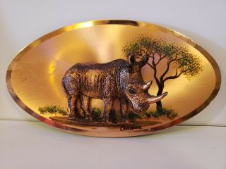 Vintage Gastone Copper Wall Art 3d Rhino Hand Crafted