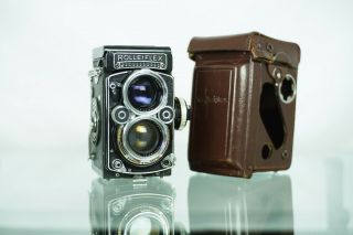 Rolleiflex 2.  8 F With Meter,  Leather Case
