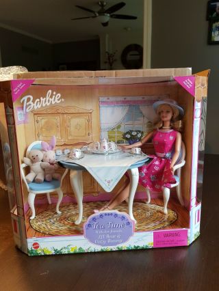 1999 Mattel Barbie Tea Time With Her Friends Lil Bear & Cozy Bunny Nrfb