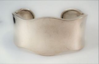Vintage Mexico Sterling Silver Cuff Bracelet Gleaming Curves - Estate Find