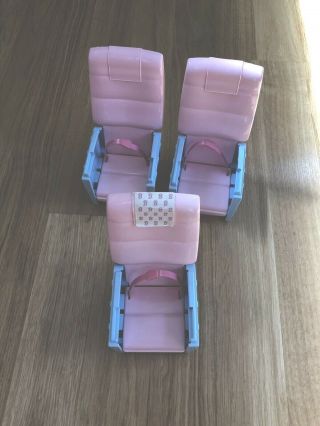 Vtg Barbie Jumbo Jet Plane 1999 3 Pink Reclining Airplane Seat W/ Seat Belt 