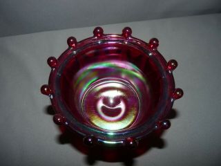 Fenton Glass Bowl Crown Design Red Carnival Hand Blown Vintage 2