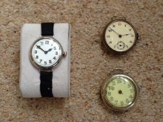 Vintage Silver Trench Watch & 2 Others