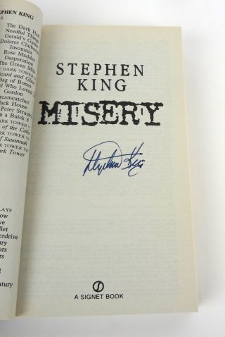 Stephen King Legendary Author Signed Autograph Misery Book