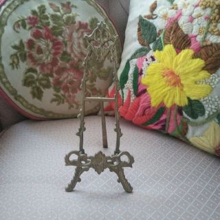 Vintage Solid Brass Small Picture Stand Easel Folding Display