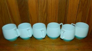 Set Of 6 Vintage Plastic Stacking Coffee Cups (mugs) Great Color