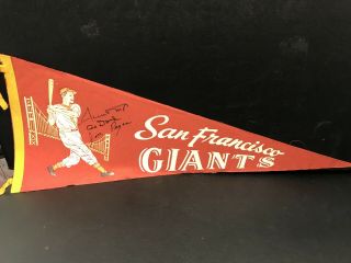 Vintage 1950’s/60’s San Francisco Giants Pennant Signed Willie Mays Dark Pagen