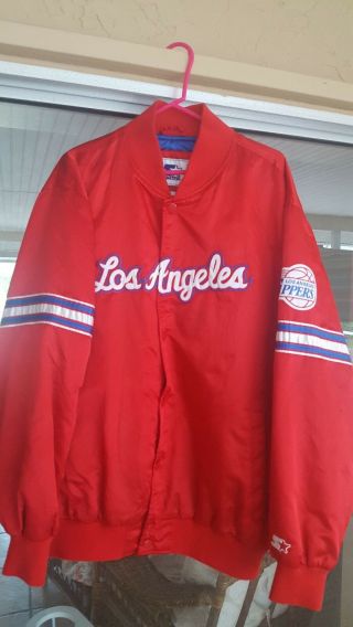 Starter Jacket Los Angeles Clippers Nba Satin Style Vintage Red Quilted.  Sz Xxl