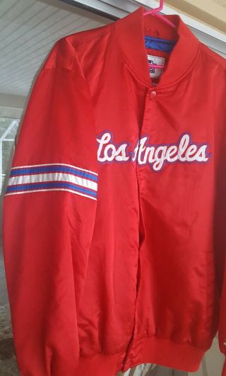 Starter Jacket Los Angeles CLIPPERS NBA Satin Style Vintage Red Quilted.  Sz XXL 2