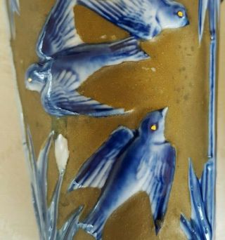 Vintage Cobalt Blue Porcelain Vases/Urns - Bluebird Decoration - Asian 2