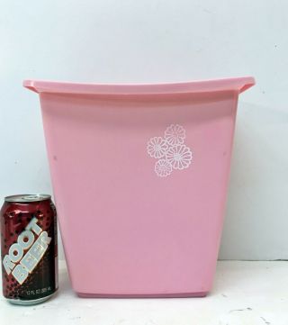 Vintage Retro Rubbermaid Pink W/daisies 2952 Trash Can 10” Wastebasket Funky