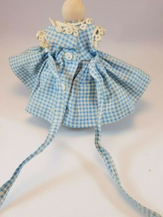 VNTG Madame Alexander - kins Blue Gingham Dress w/ Embroidered Rose Applique tag 4