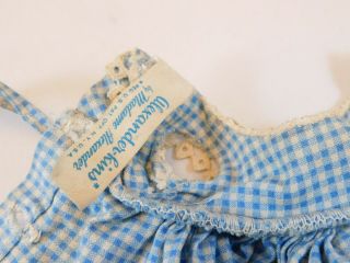 VNTG Madame Alexander - kins Blue Gingham Dress w/ Embroidered Rose Applique tag 6