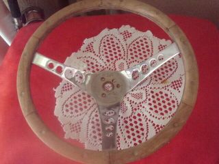 Vintage Wood & Chrome Steering Wheel The " 500 " Superior Performance Products