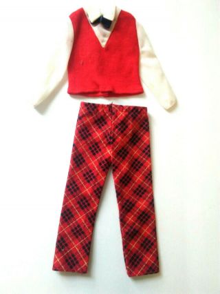Vintage Ken 1974 Sears Exclusive Outfit Red Plaid Pants Bow Tie Shirt Htf
