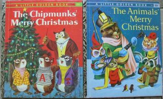 2 Vintage Little Golden Books Chipmunks 