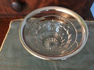 Vintage antique crystal glass Sterling Silver Rim 5 1/2 