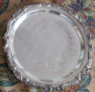 Vintage Sheridan Silverplate 12 " Round Serving Tray